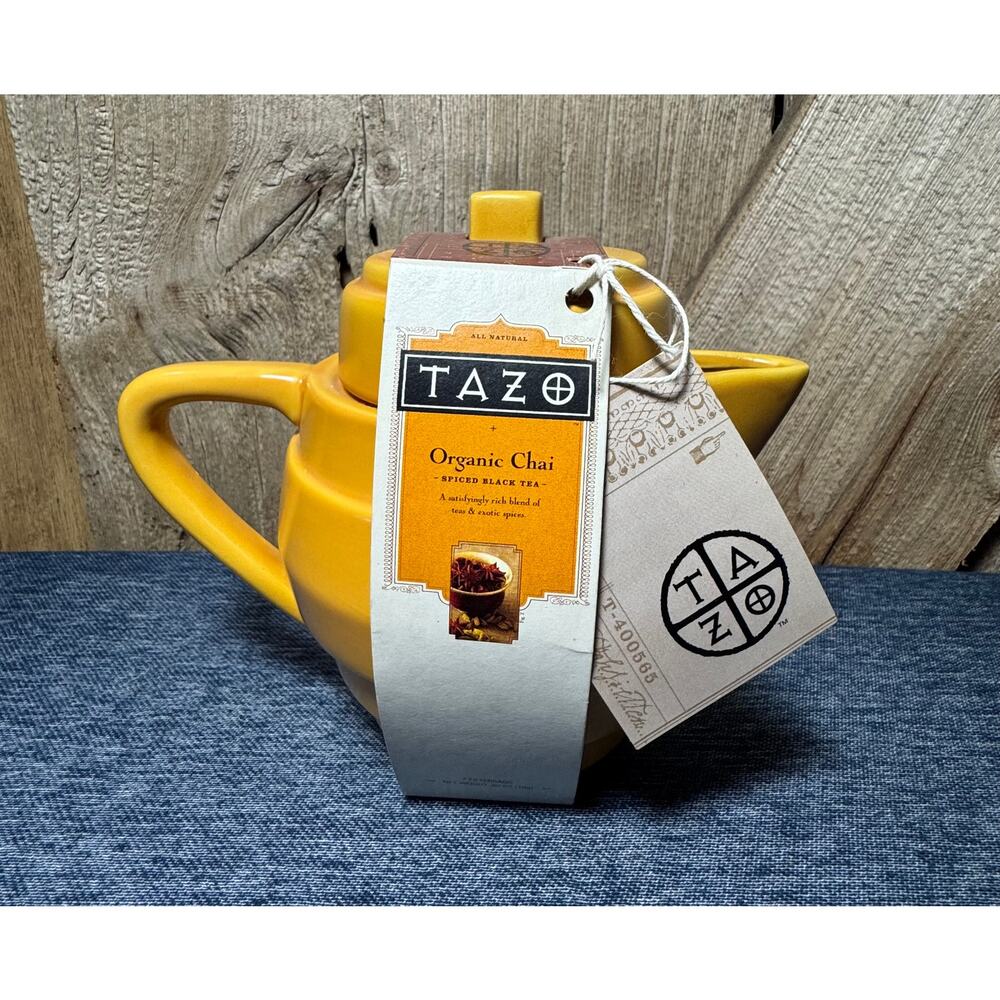 NWT Discontinued 2009 TAZO Organic Spiced Black Tea Yellow Teapot